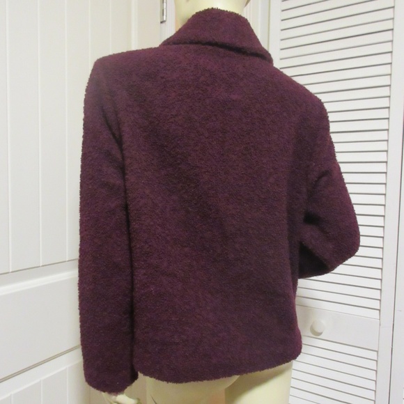 EILEEN FISHER Womens Wool Coat Woolen Sweater Jacket M Burgundy Red Winter Coats - Picture 7 of 8